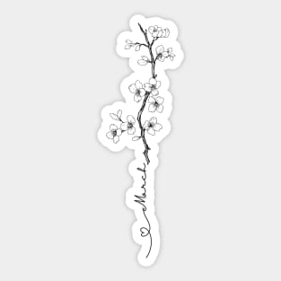 Minimalist  Line Art Cherry Blossom March Birth Flower Sticker